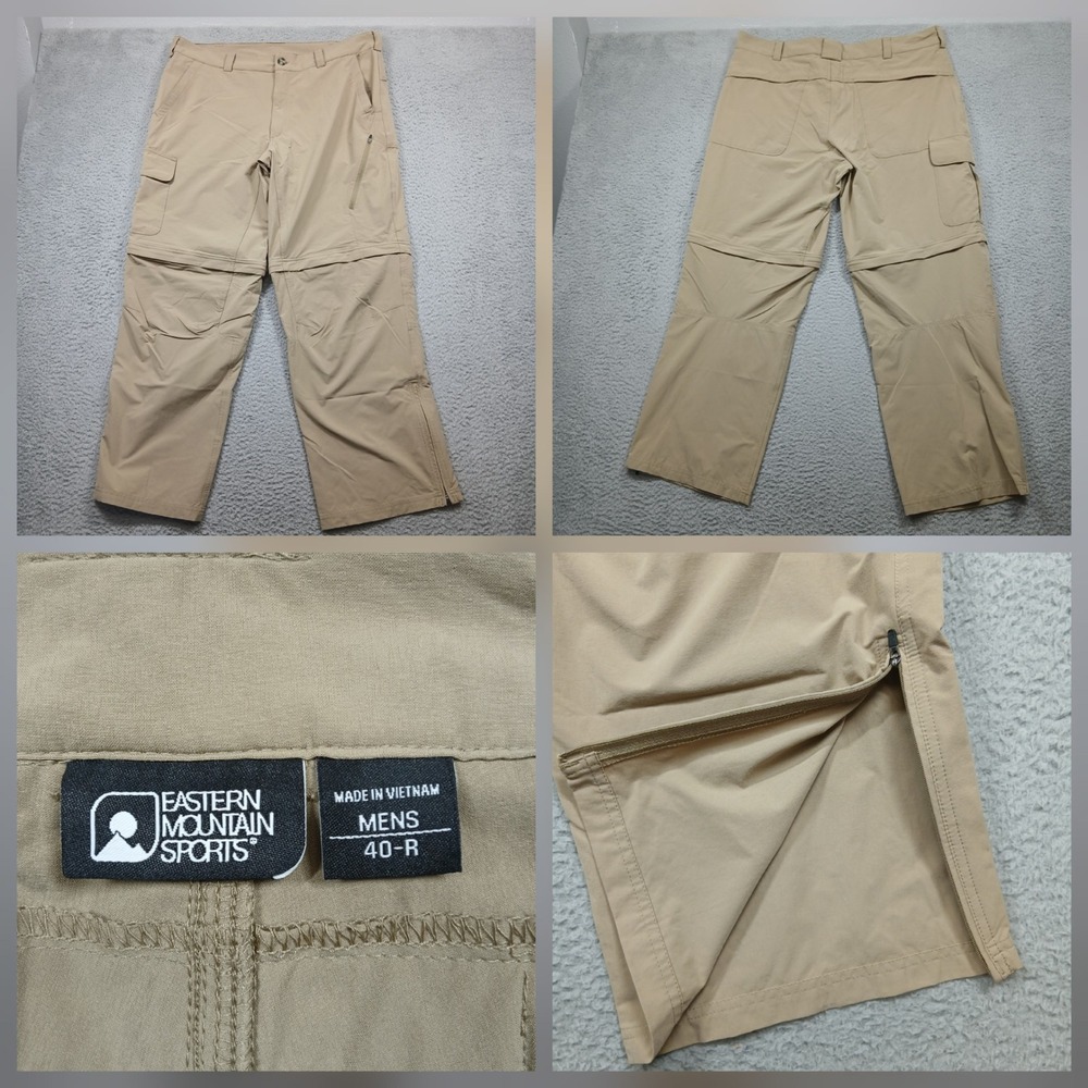 Eastern Mountain Sports Convertible Cargo Pants Men's 40R Tan Zip-Off‎ Hiking